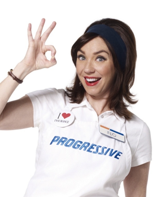 Flo from Progressive Insurance, a popular spokeswoman and promoter of the company's brand.